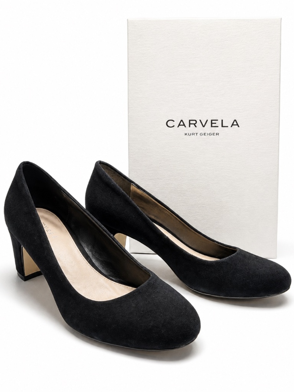 Carvela Kurt Geiger Black Suede Block Heel Pumps EU 40